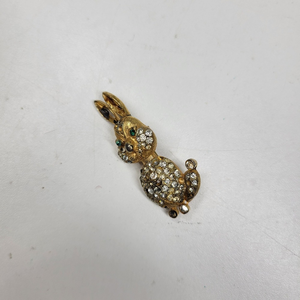 Vtg Alice Caviness Bunny Rabbit Pin Rare Rhinestone Brooch Easter Spring Signed - Picture 5 of 15